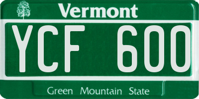 VT license plate YCF600