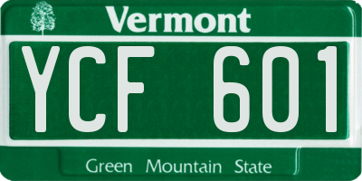 VT license plate YCF601