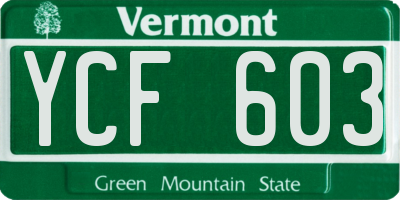 VT license plate YCF603