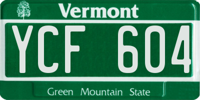 VT license plate YCF604