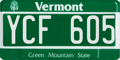 VT license plate YCF605