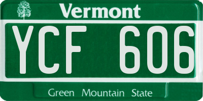 VT license plate YCF606