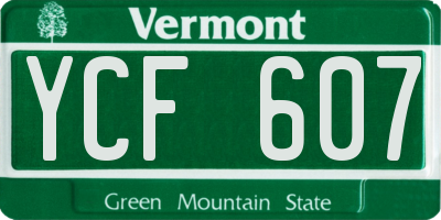 VT license plate YCF607