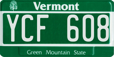 VT license plate YCF608