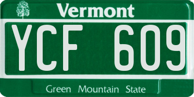 VT license plate YCF609