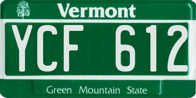VT license plate YCF612