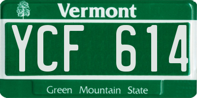 VT license plate YCF614