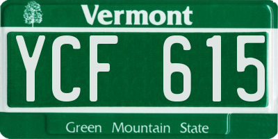 VT license plate YCF615