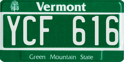 VT license plate YCF616