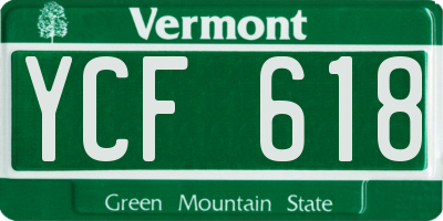 VT license plate YCF618