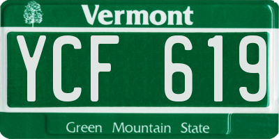 VT license plate YCF619