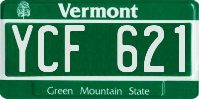 VT license plate YCF621