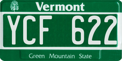 VT license plate YCF622