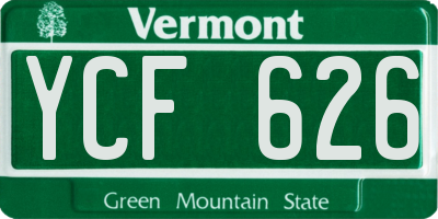 VT license plate YCF626