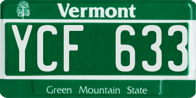 VT license plate YCF633