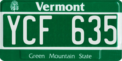 VT license plate YCF635