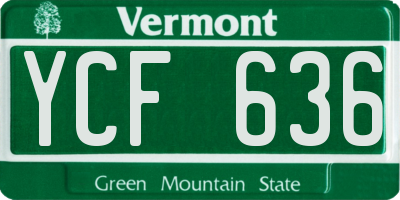 VT license plate YCF636