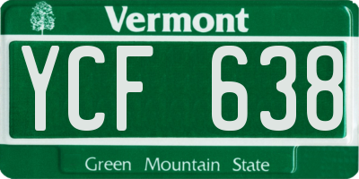 VT license plate YCF638