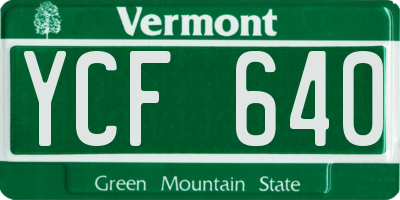 VT license plate YCF640