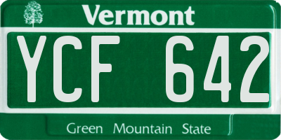 VT license plate YCF642