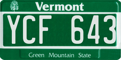 VT license plate YCF643