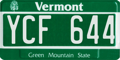 VT license plate YCF644