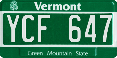 VT license plate YCF647