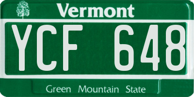 VT license plate YCF648