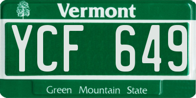VT license plate YCF649
