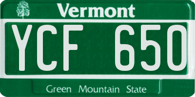 VT license plate YCF650