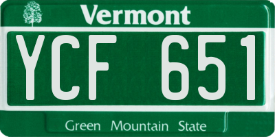 VT license plate YCF651