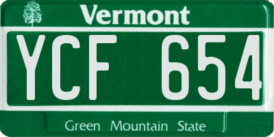 VT license plate YCF654