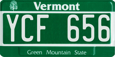 VT license plate YCF656