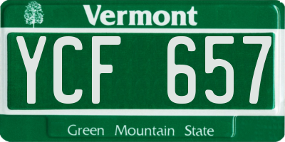 VT license plate YCF657