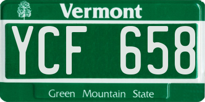 VT license plate YCF658