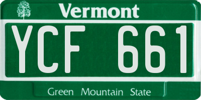 VT license plate YCF661