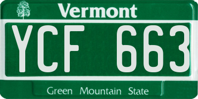 VT license plate YCF663