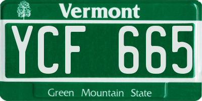 VT license plate YCF665