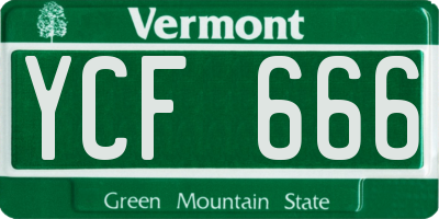 VT license plate YCF666