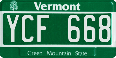 VT license plate YCF668
