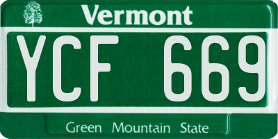 VT license plate YCF669