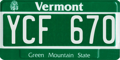 VT license plate YCF670