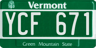 VT license plate YCF671