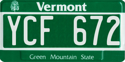 VT license plate YCF672
