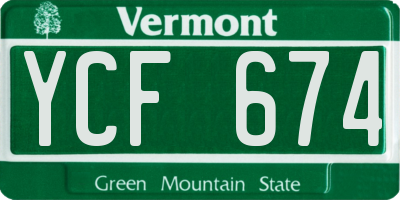 VT license plate YCF674