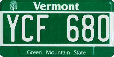 VT license plate YCF680