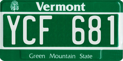 VT license plate YCF681