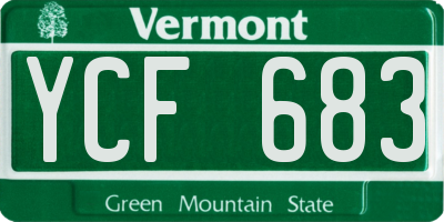 VT license plate YCF683