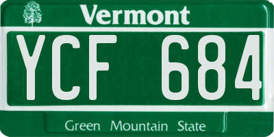 VT license plate YCF684