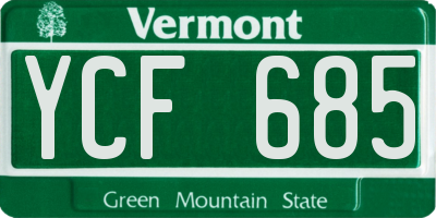 VT license plate YCF685
